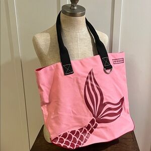 Life Is Good Pink Tote with Mermaid Tail Design